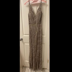 Gray Sequin Lace Gown